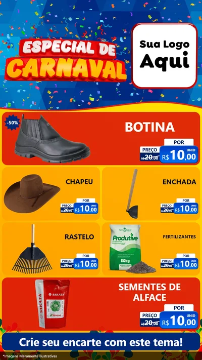 Modelo de TV para TV Vertical com o tema Especial de Carnaval para Agropecuária