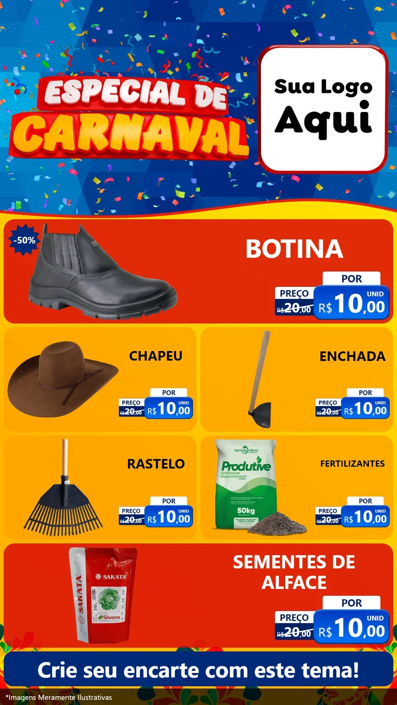 Modelo de TV para TV Vertical com o tema Especial de Carnaval para Agropecuária