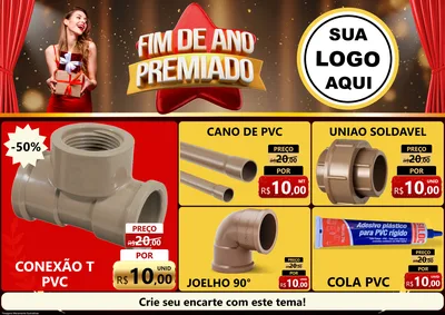 Modelo de Encarte para Encarte A4 Horizontal com o tema Fim de Ano Premiado para Tubos e conexões