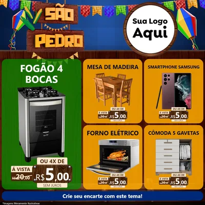 Modelo de Rede Social para Feed Facebook com o tema São Pedro para Móveis e Eletro