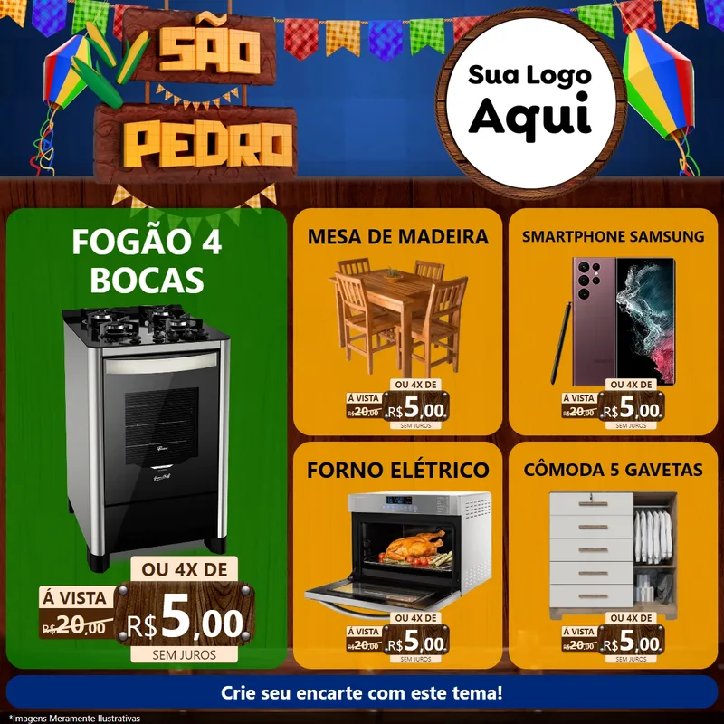 Modelo de Rede Social para Feed Facebook com o tema São Pedro para Móveis e Eletro