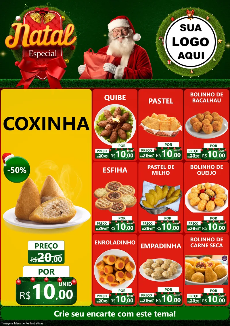 Modelo de Encarte para Encarte A4 Vertical com o tema Natal Especial para Salgadaria