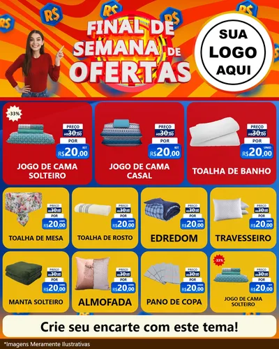 Modelo de Rede Social para Feed Instagram com o tema Final de Semana de Ofertas para Cama, Mesa e Banho