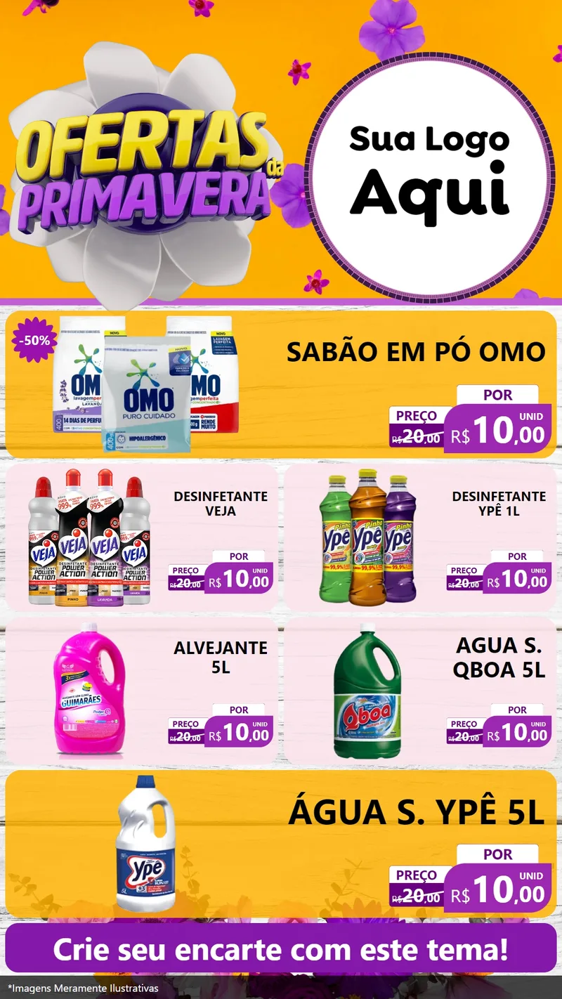 Modelo de TV para TV Vertical com o tema Ofertas Da Primavera para Produtos de Limpeza