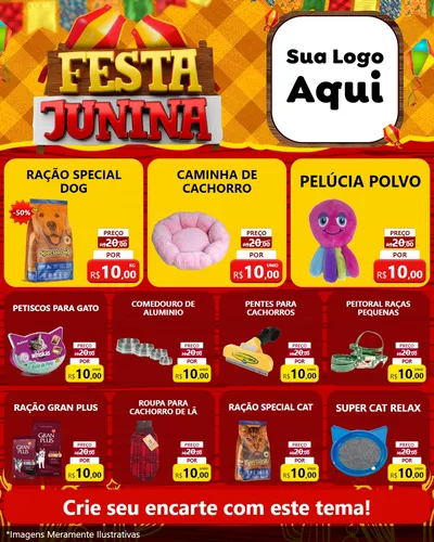 Modelo de Rede Social para Feed Instagram com o tema Festa Junina para Pet Shop