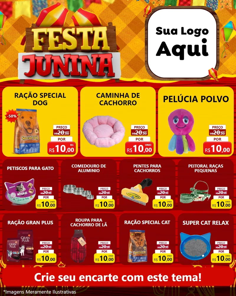 Modelo de Rede Social para Feed Instagram com o tema Festa Junina para Pet Shop