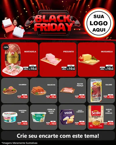 Modelo de Rede Social para Feed Instagram com o tema Black Friday para Frios e Laticínios