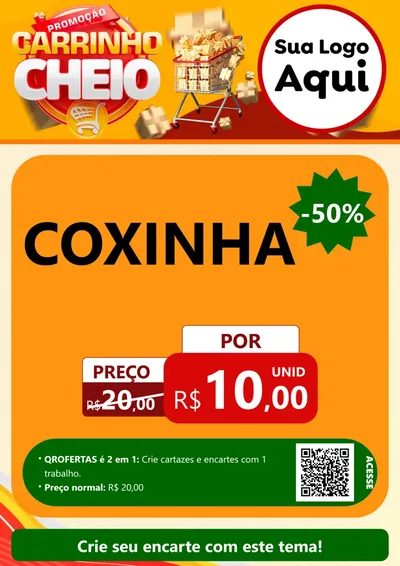 Modelo de Cartaz para Cartaz A4 Vertical com o tema Promoção carrinho cheio para Salgadaria