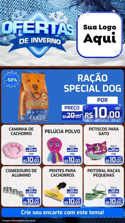 Modelo de Rede Social para Stories com o tema Ofertas de Inverno para Pet Shop