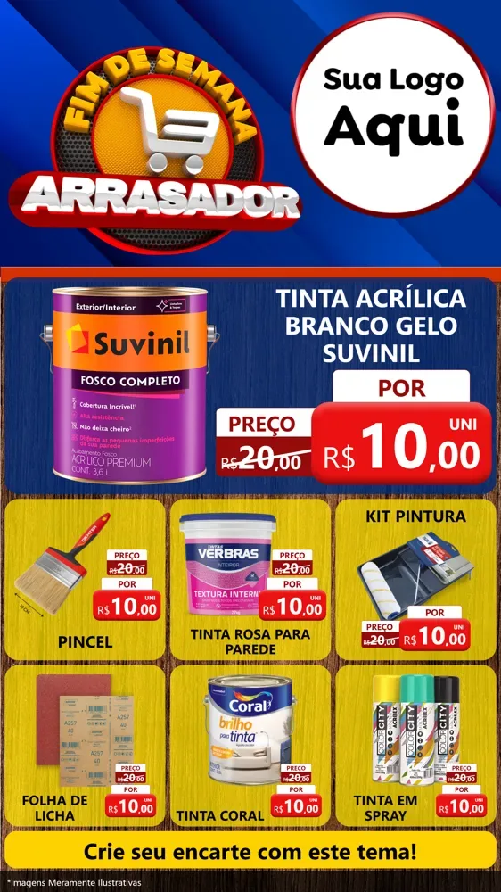 Modelo de Rede Social para Stories com o tema Fim De Semana Arrasador para Tintas e Ferramentas