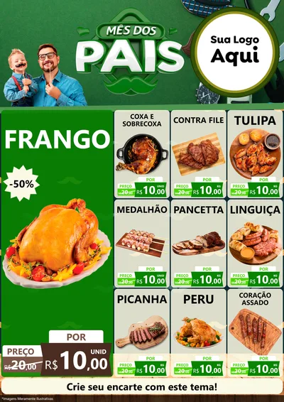 Modelo de Encarte para Encarte A4 Vertical com o tema Mês dos Pais para Assados