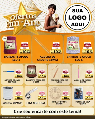 Modelo de Rede Social para Feed Instagram com o tema Ofertas Fim de Ano para Armarinho e Aviamentos