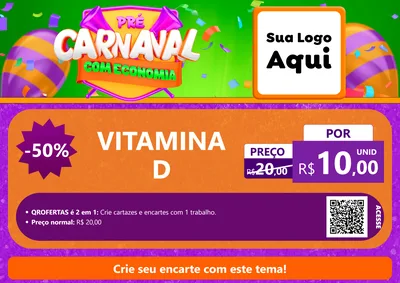 Modelo de Cartaz para Cartaz A4 Horizontal com o tema Pré-Carnaval Com Economia para Farmácia