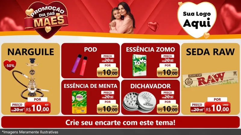 Modelo de TV para TV Horizontal com o tema Promoção Dia das Mães para Tabacaria