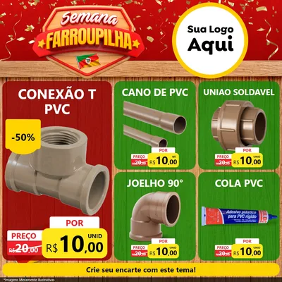 Modelo de Rede Social para Feed Facebook com o tema Semana Farroupilha para Tubos e conexões