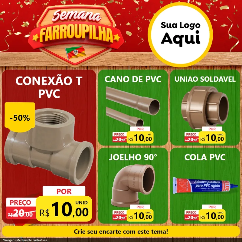 Modelo de Rede Social para Feed Facebook com o tema Semana Farroupilha para Tubos e conexões