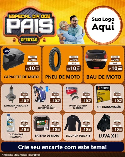 Modelo de Rede Social para Feed Instagram com o tema Especial Dia dos Pais para Moto peças