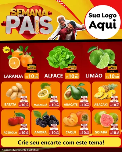 Modelo de Rede Social para Feed Instagram com o tema Semana Dos Pais para Hortifrúti