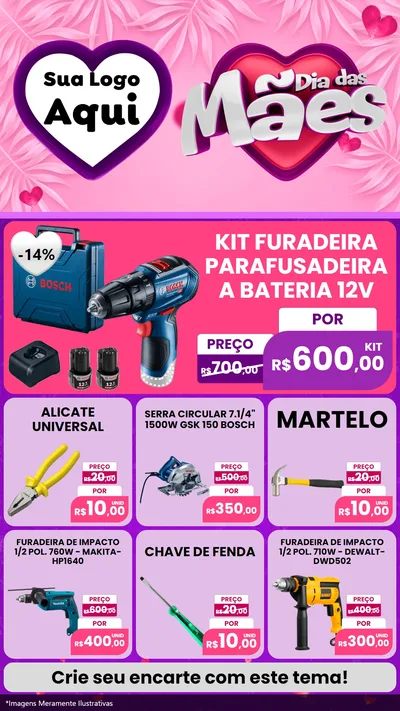 Modelo de Rede Social para Stories com o tema Dia das Mães para Maquinas e Ferramentas