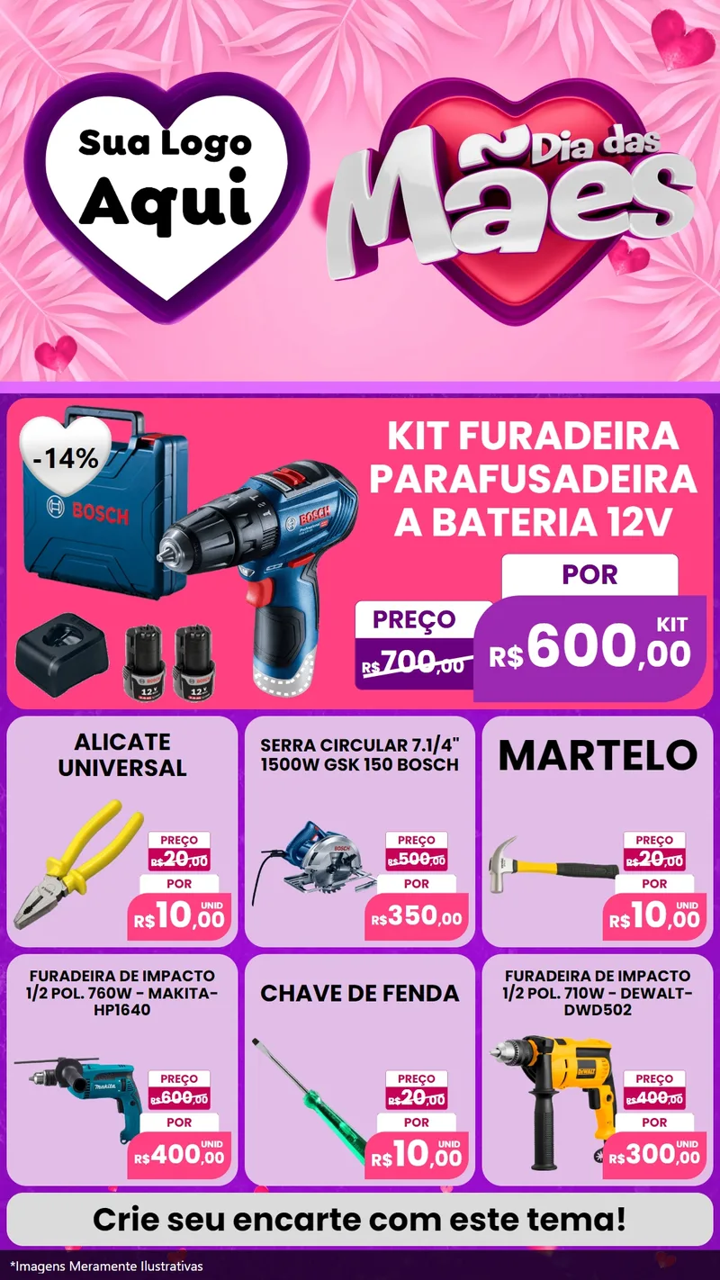Modelo de Rede Social para Stories com o tema Dia das Mães para Maquinas e Ferramentas