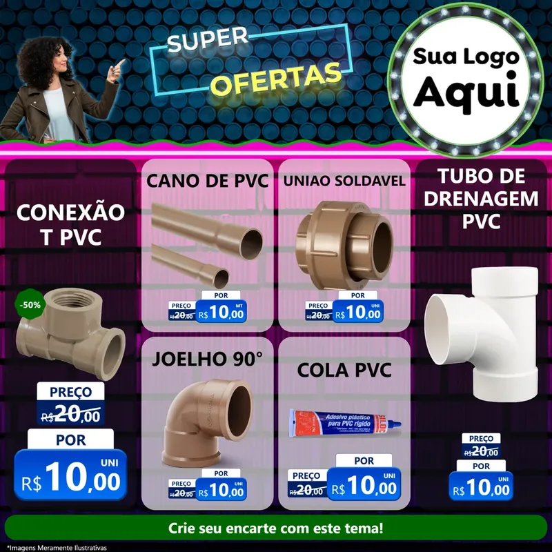 Modelo de Rede Social para Feed Facebook com o tema Super Ofertas para Tubos e conexões