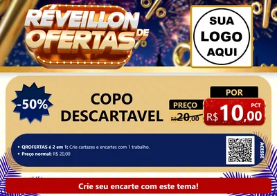 Modelo de Cartaz para Cartaz A4 Horizontal com o tema Réveillon de Ofertas para Embalagens