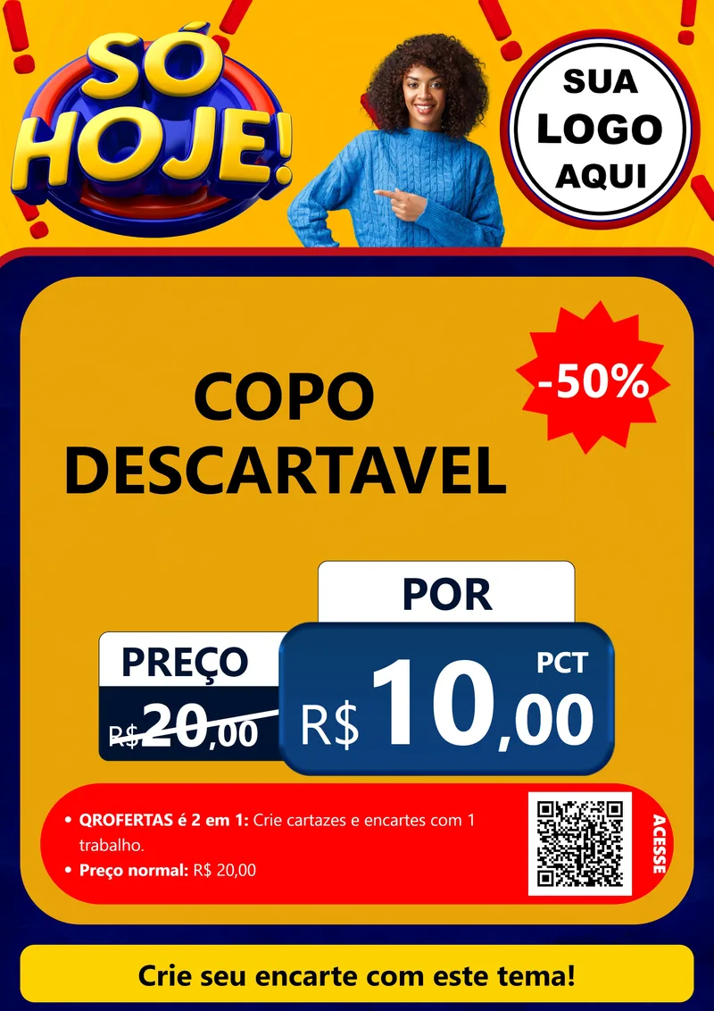 Modelo de Cartaz para Cartaz A4 Vertical com o tema Só Hoje! para Embalagens