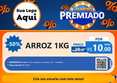 Modelo de Cartaz para Cartaz A4 Horizontal com o tema Janeiro Premiado para Supermercado