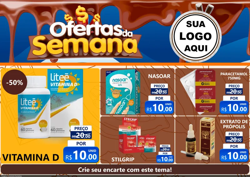 Modelo de Encarte para Encarte A4 Horizontal com o tema Ofertas da Semana - Páscoa para Farmácia
