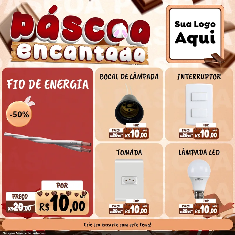 Modelo de Rede Social para Feed Facebook com o tema Páscoa Encantada para Materiais Elétricos
