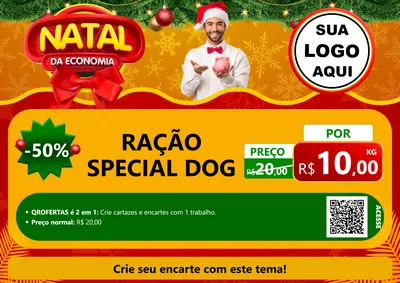 Modelo de Cartaz para Cartaz A4 Horizontal com o tema Natal da Economia para Pet Shop
