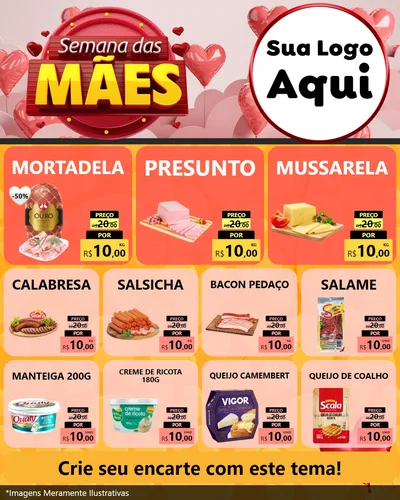 Modelo de Rede Social para Feed Instagram com o tema Semana das Mães para Frios e Laticínios