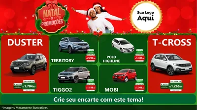 Modelo de TV para TV Horizontal com o tema Natal de Promoções para Concessionaria de Carros