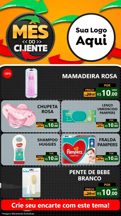 Modelo de TV para TV Vertical com o tema Mês do Cliente para Bebês