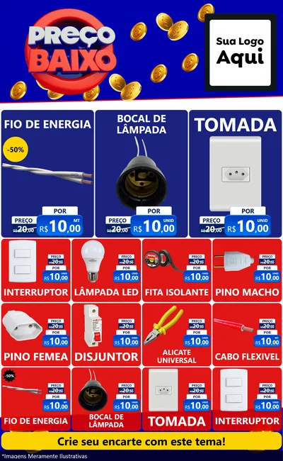 Modelo de Encarte para Encarte Grande com o tema Preço Baixo para Materiais Elétricos