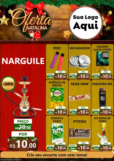 Modelo de Encarte para Encarte A4 Vertical com o tema Ofertas Natalina para Tabacaria