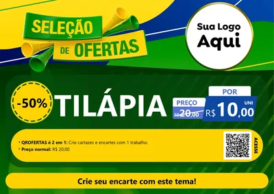 Modelo de Cartaz para Cartaz A4 Horizontal com o tema Seleção de Ofertas - Copa para Peixaria