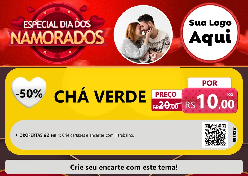 Modelo de Cartaz para Cartaz A4 Horizontal com o tema Especial Dia Dos Namorados para Produtos Naturais