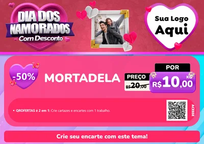 Modelo de Cartaz para Cartaz A4 Horizontal com o tema Dia Dos Namorados Com Desconto para Frios e Laticínios