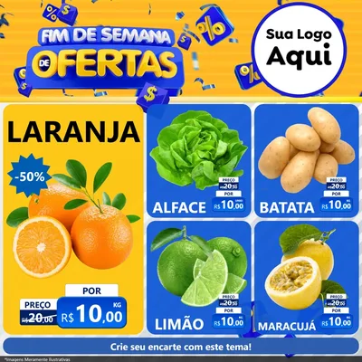 Modelo de Rede Social para Feed Facebook com o tema Fim de Semana de Ofertas para Hortifrúti