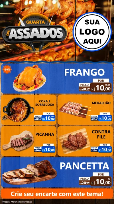 Modelo de TV para TV Vertical com o tema Quarta dos Assados para Assados