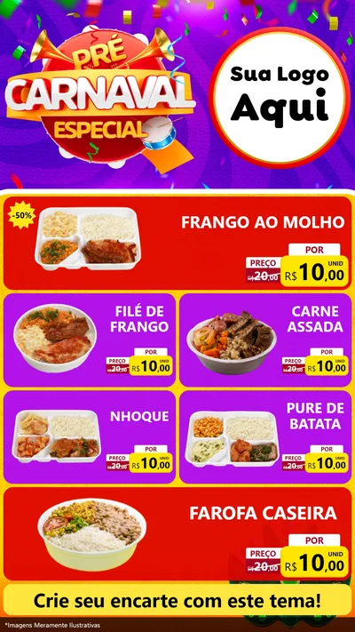 Modelo de TV para TV Vertical com o tema Pré-Carnaval Especial para Restaurante