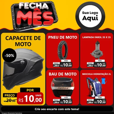 Modelo de Rede Social para Feed Facebook com o tema Fecha Mês para Moto peças