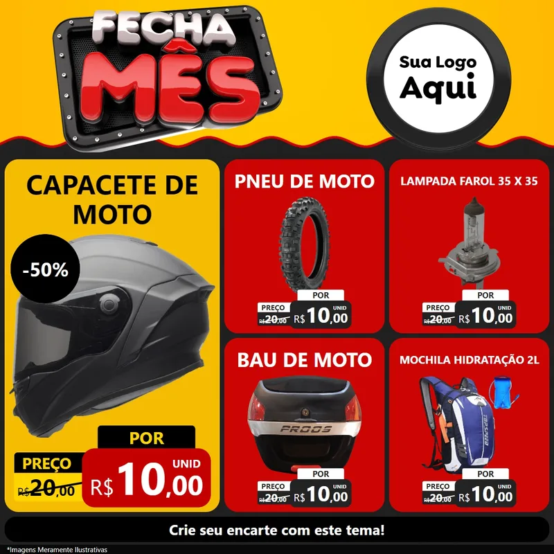 Modelo de Rede Social para Feed Facebook com o tema Fecha Mês para Moto peças