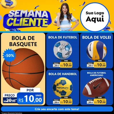 Modelo de Rede Social para Feed Facebook com o tema Semana do Cliente para Artigos Esportivos