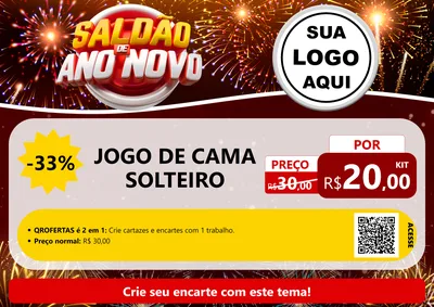 Modelo de Cartaz para Cartaz A4 Horizontal com o tema Saldão de Ano Novo para Cama, Mesa e Banho