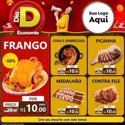Modelo de Rede Social para Feed Facebook com o tema Dia D Economia para Assados