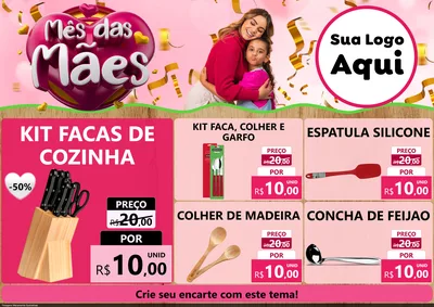Modelo de Encarte para Encarte A4 Horizontal com o tema Mês das Mães para Utilidades Domésticas