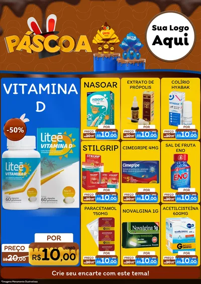 Modelo de Encarte para Encarte A4 Vertical com o tema Páscoa para Farmácia