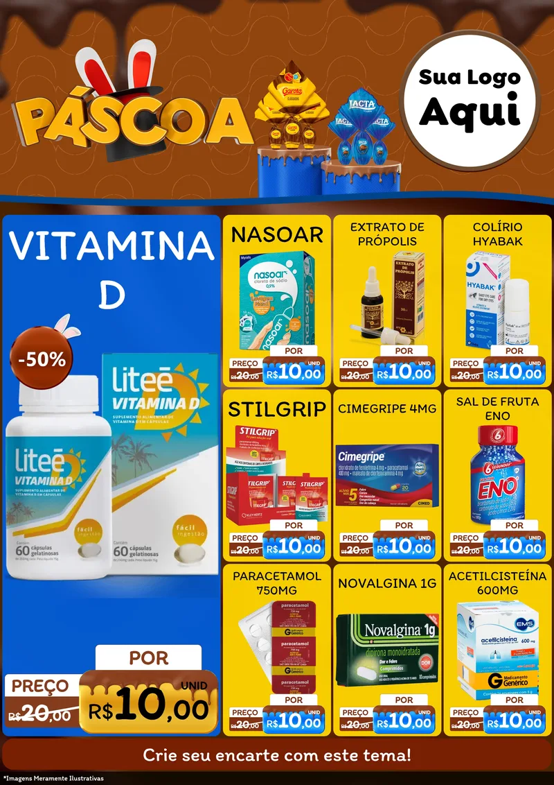 Modelo de Encarte para Encarte A4 Vertical com o tema Páscoa para Farmácia
